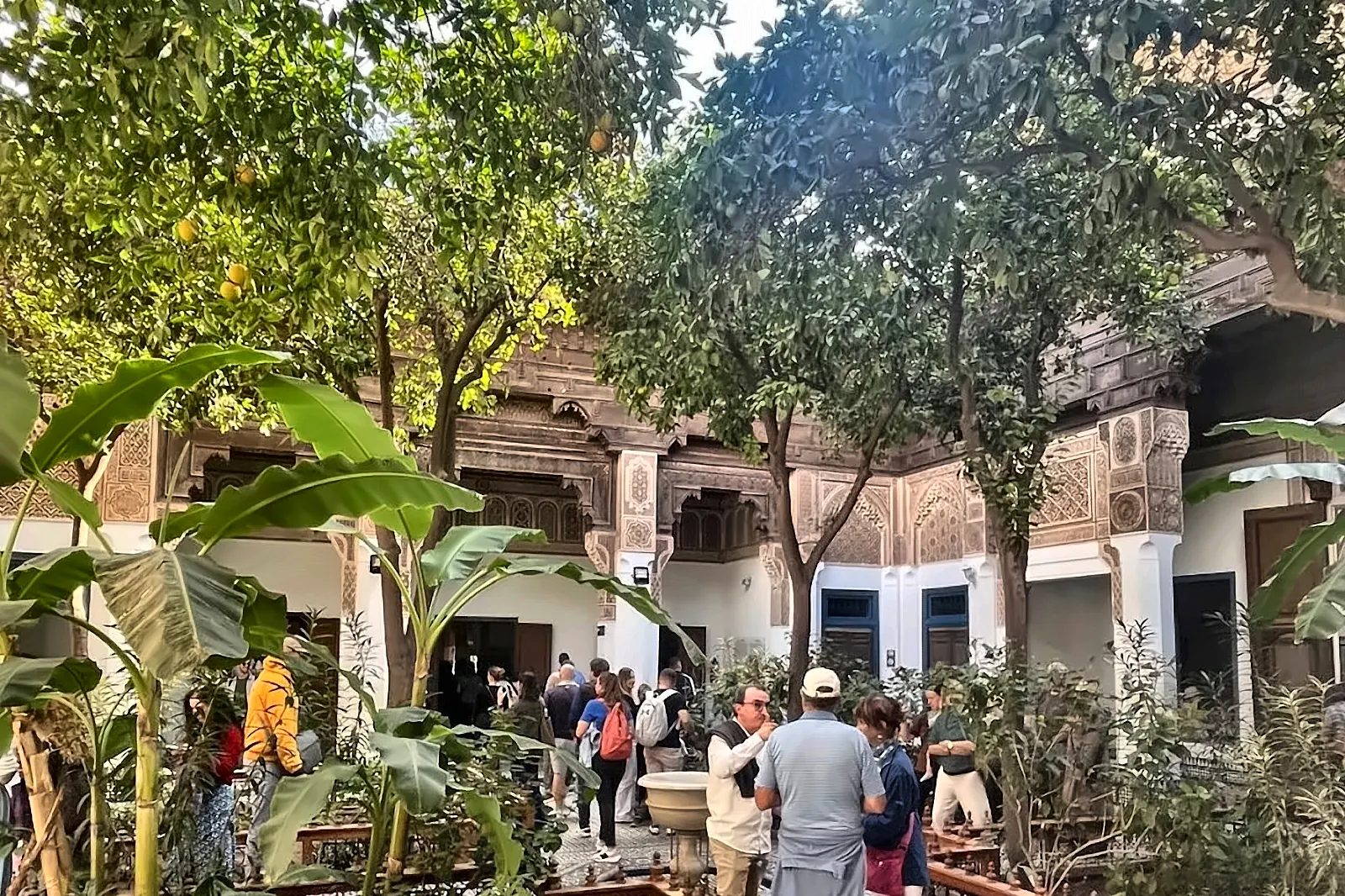 Sentiero ombreggiato in un giardino di Marrakech